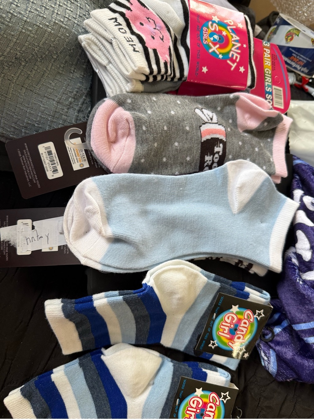 Men’s Low-Cut Casual Socks - Light Blue, Pink, Gray & Blue Stripes